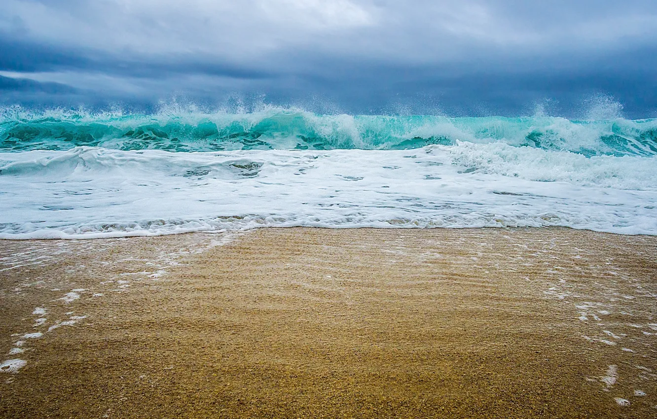 Фото обои песок, море, пена, вода, брызги, берег, побережье, волна