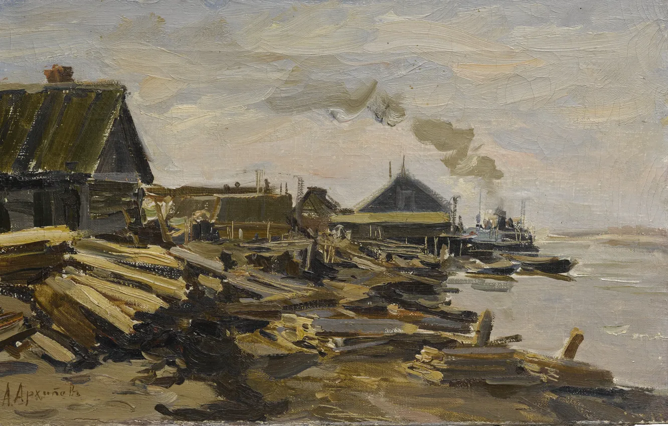 Фото обои Abram Efimovich Arkhipov, STEAMSHIP, IN NORTHERN RUSSIA