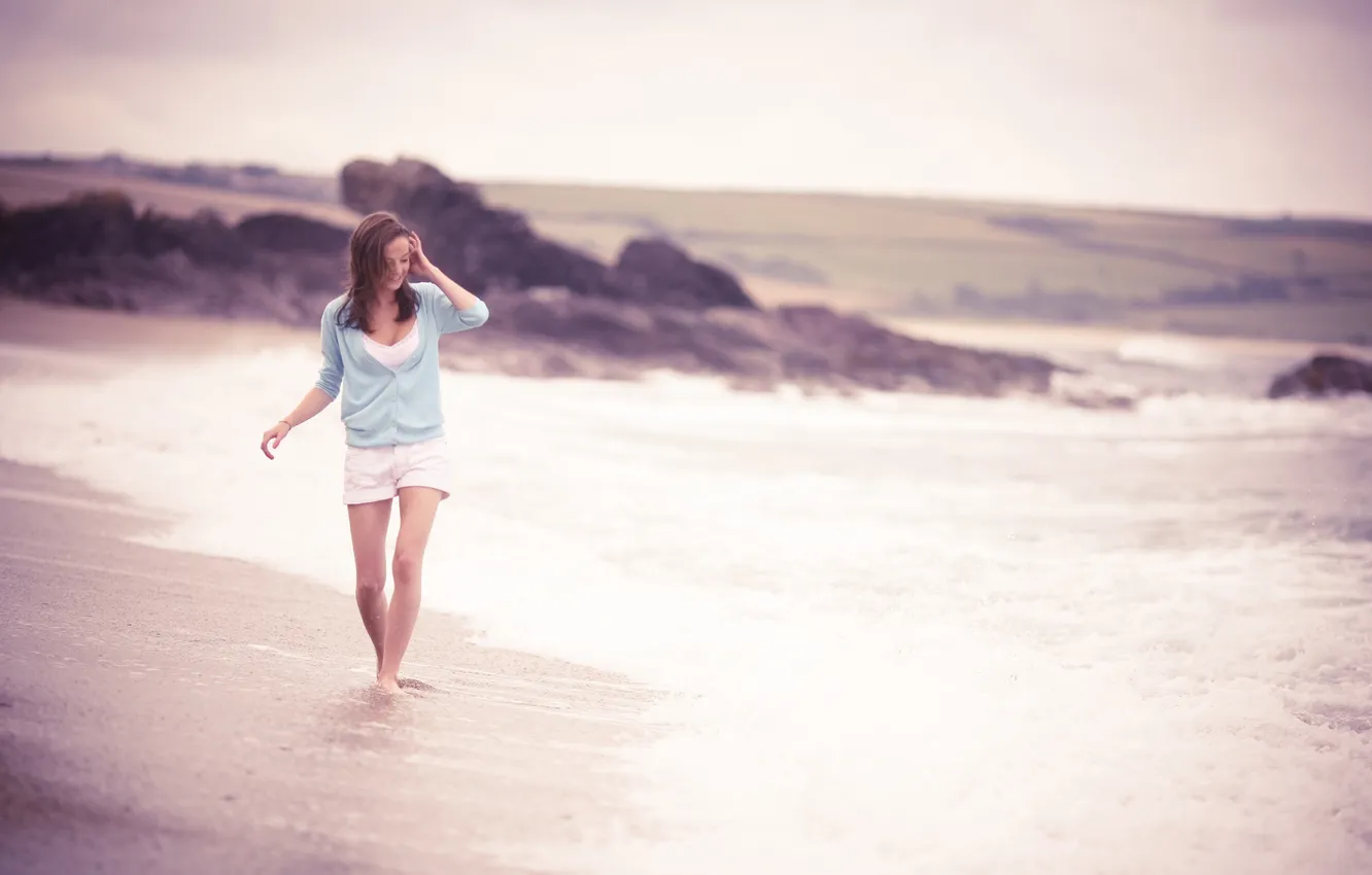 Фото обои пляж, девушка, beach, girls, обои девушки, women