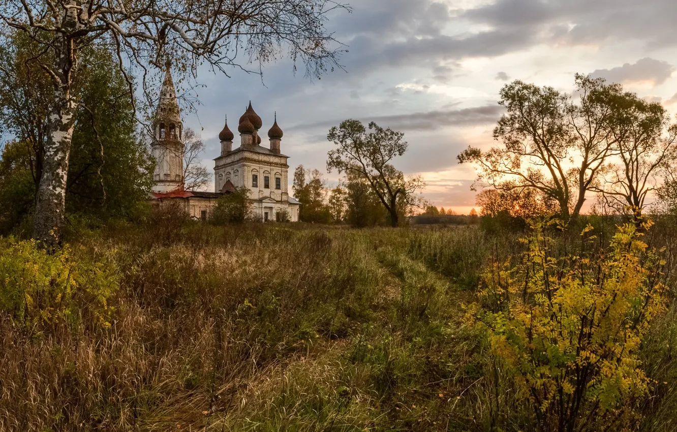 Фото обои пейзаж, природа, храм, колокольня