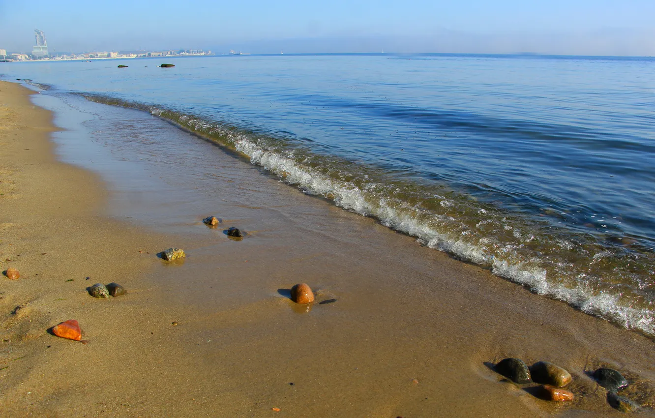 Фото обои beach, sea, water, stones