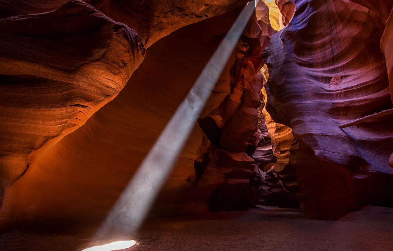 Фото обои лучи, свет, краски, Аризона, ущелье, США, каньон антилопы