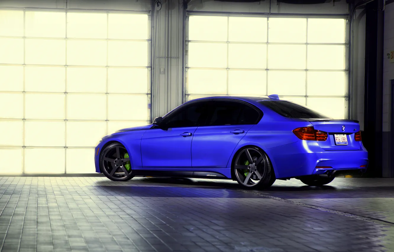 Фото обои BMW, wheels, blue, 335i, vossen, f30, rearside