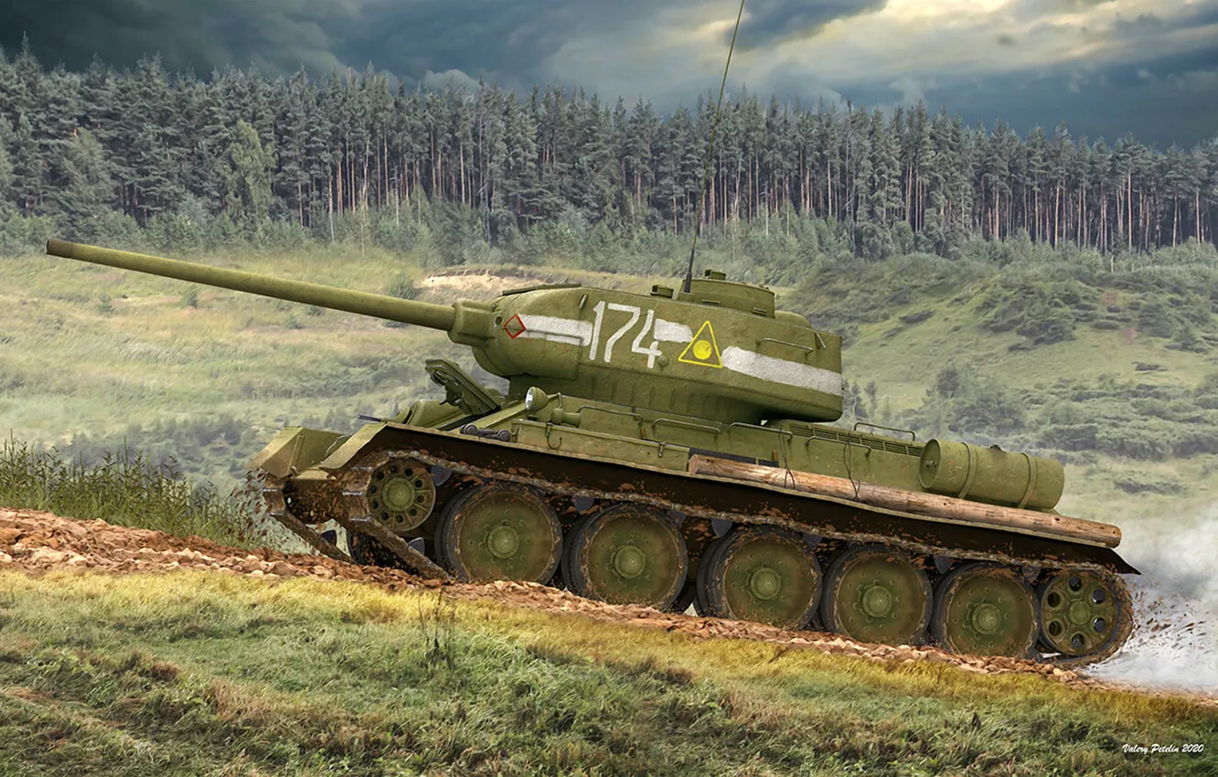 Фото обои Лес, СССР, Танк, Т-34, Советский, Т-34/85, Средний Танк