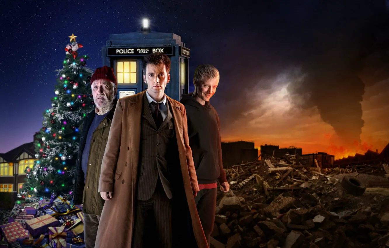 Фото обои свалка, Doctor Who, Доктор Кто, тардис, полицейская будка, TARDIS, David Tennant, Дэвид Теннант