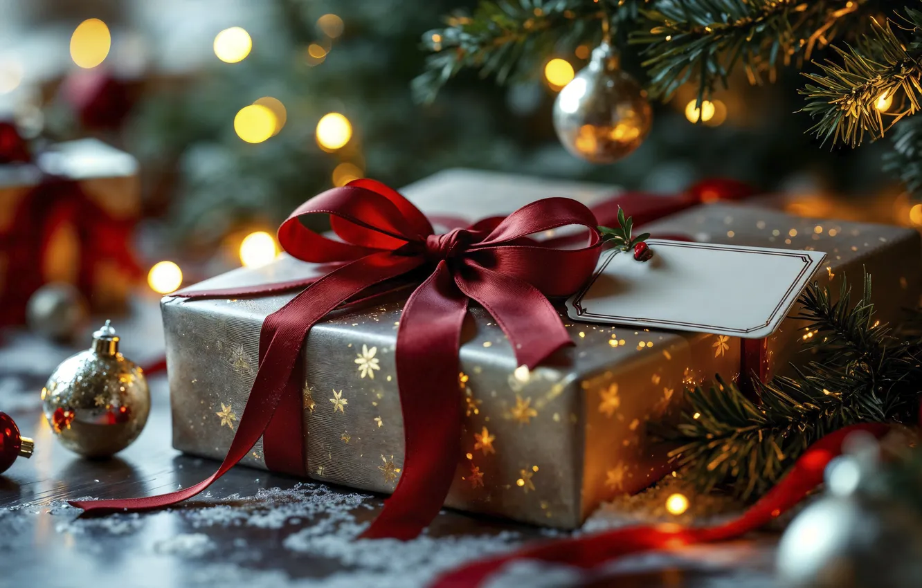 Фото обои украшения, елка, Рождество, подарки, Новый год, Christmas, tree, celebration