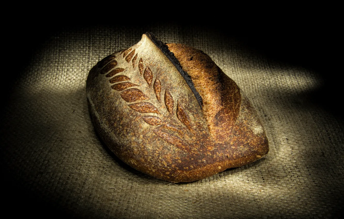 Фото обои узор, хлеб, мешковина, колосок, булка