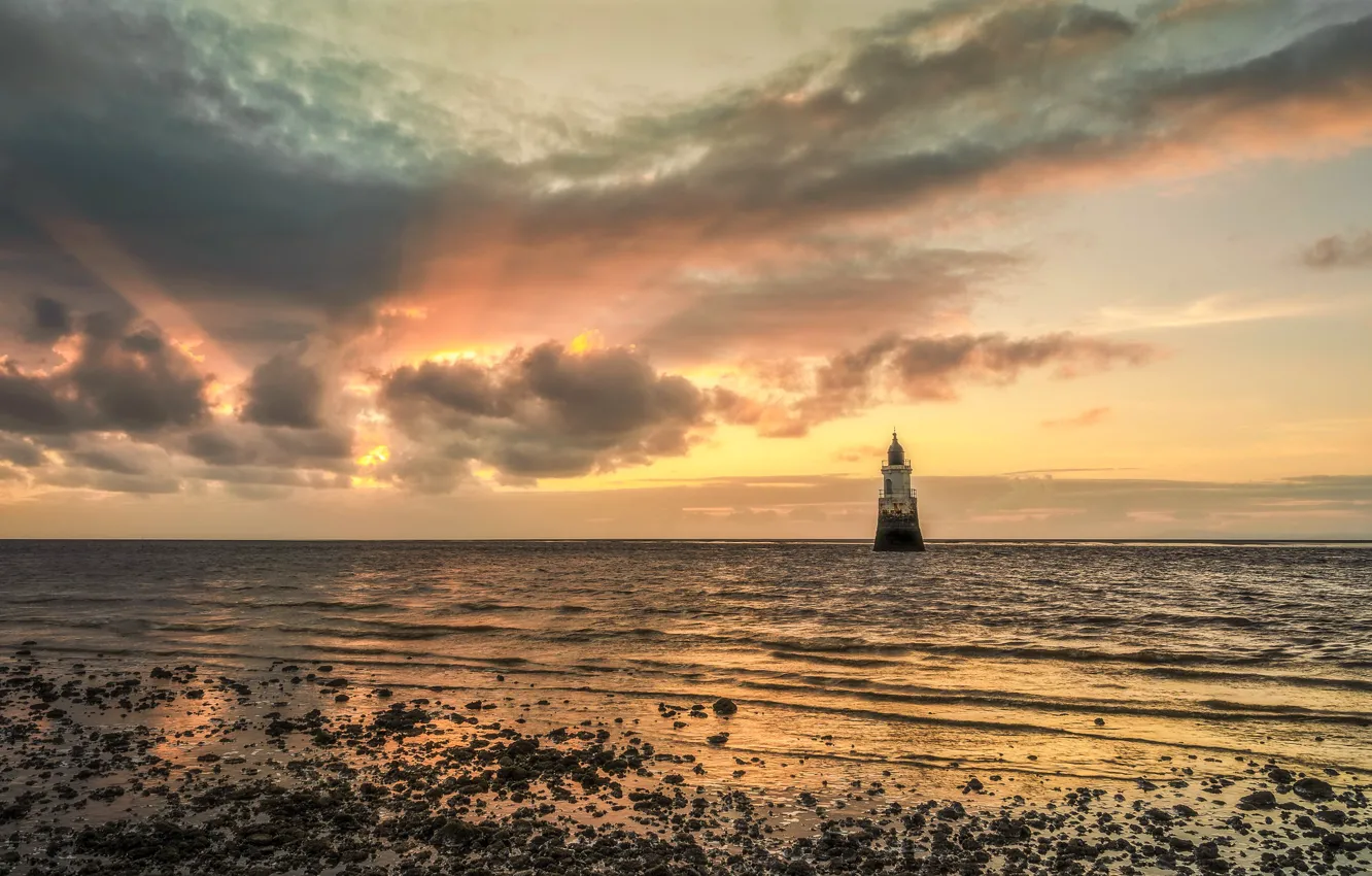 Фото обои море, берег, маяк