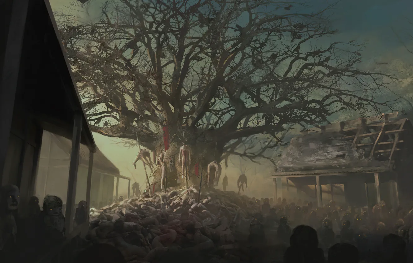 Фото обои horror, Fantasy, Illustration, On the demon's trail, Environmental Concept Art & Design, David Honz