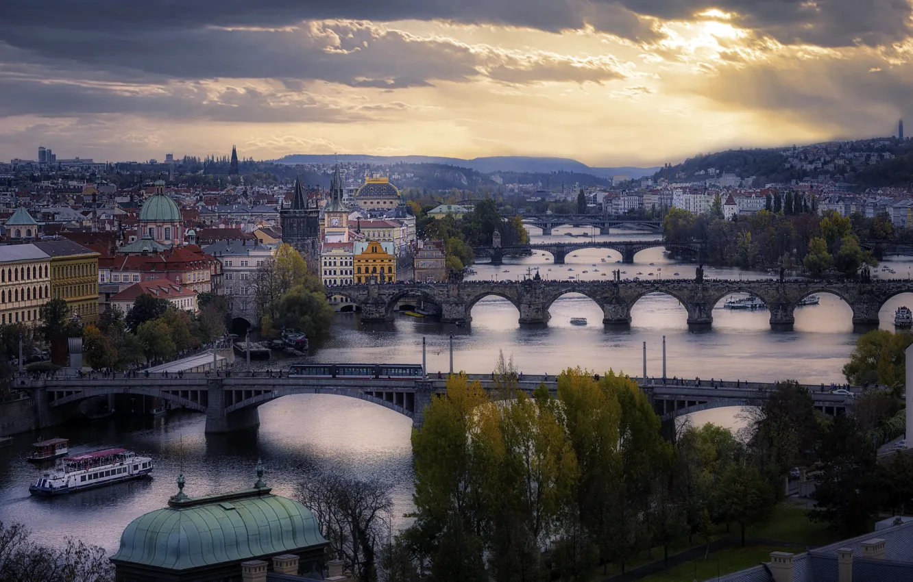 Фото обои город, мосты, Praga