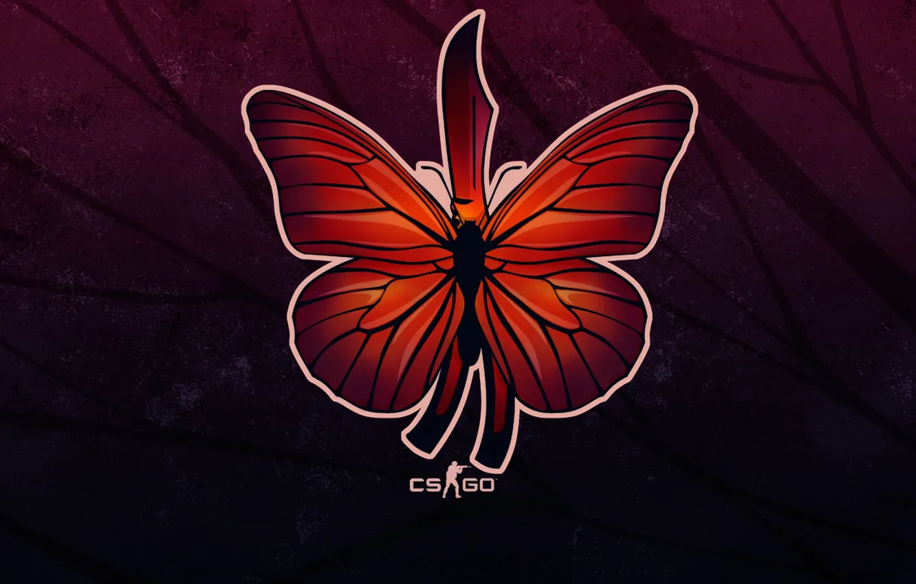 Фото обои фон, рисунок, крыло, butterfly, sticker, cs go, нож-бабочка