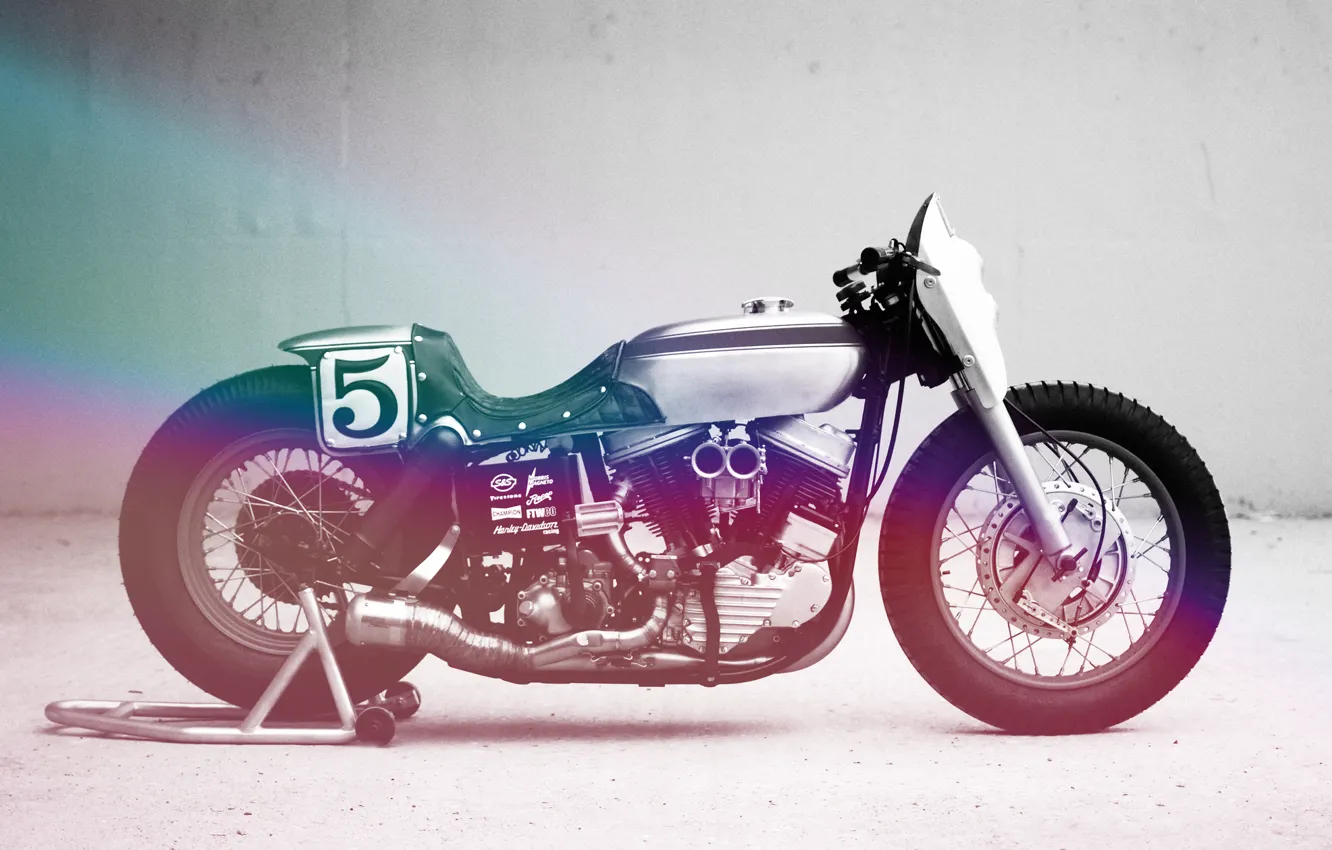 Фото обои motorcycle, custom, harley-davidson, panhead