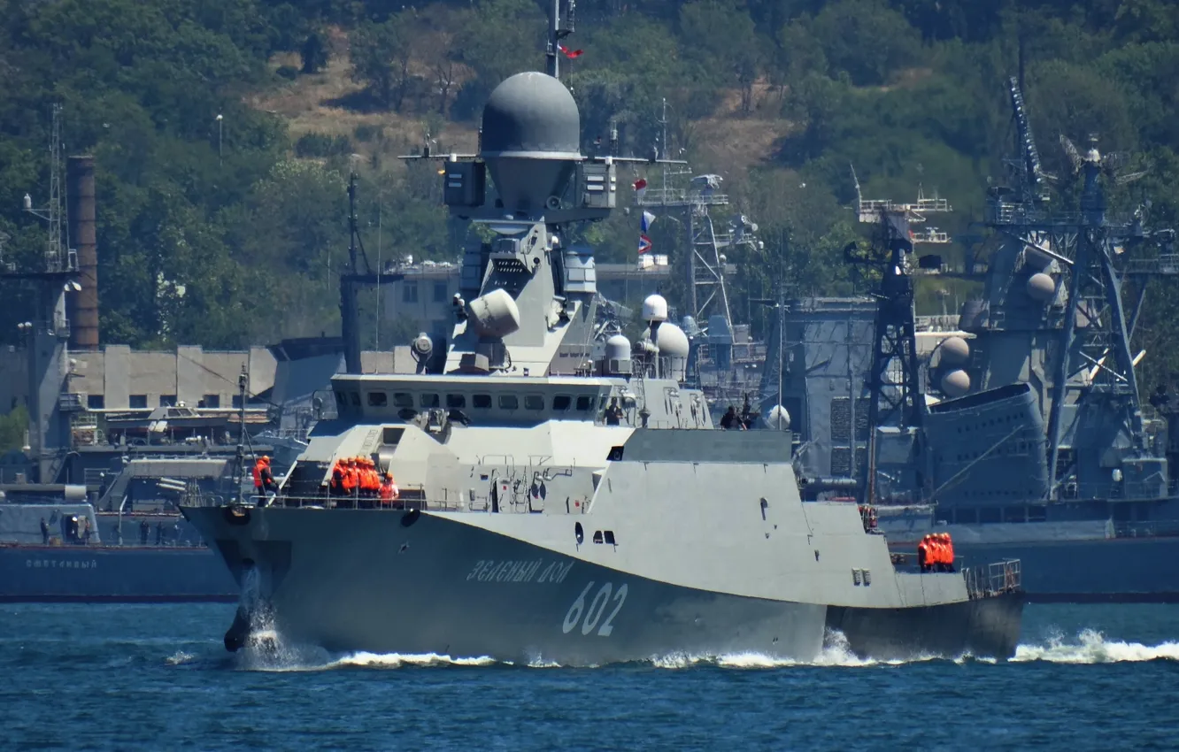 Фото обои корабль, ВМФ, ракетный, малый, МРК, Черноморский Флот, &ampquot;Зеленый Дол&ampquot;, Буян