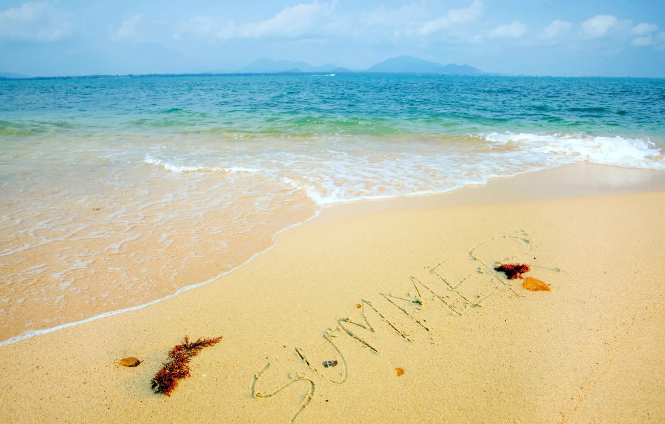 Фото обои песок, море, пляж, лето, солнце, summer, beach, sea