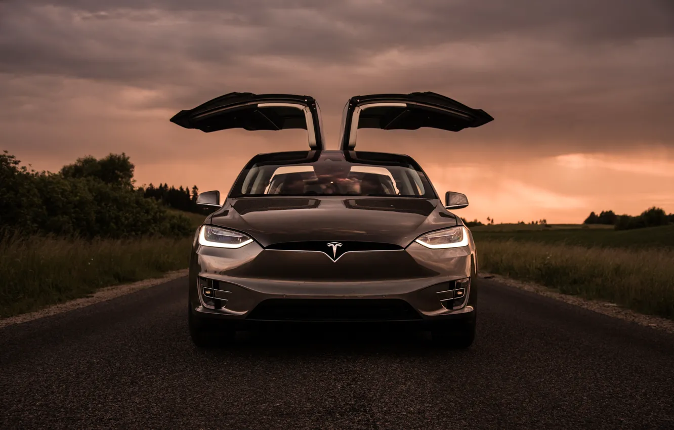 Фото обои вечер, Tesla, Model X