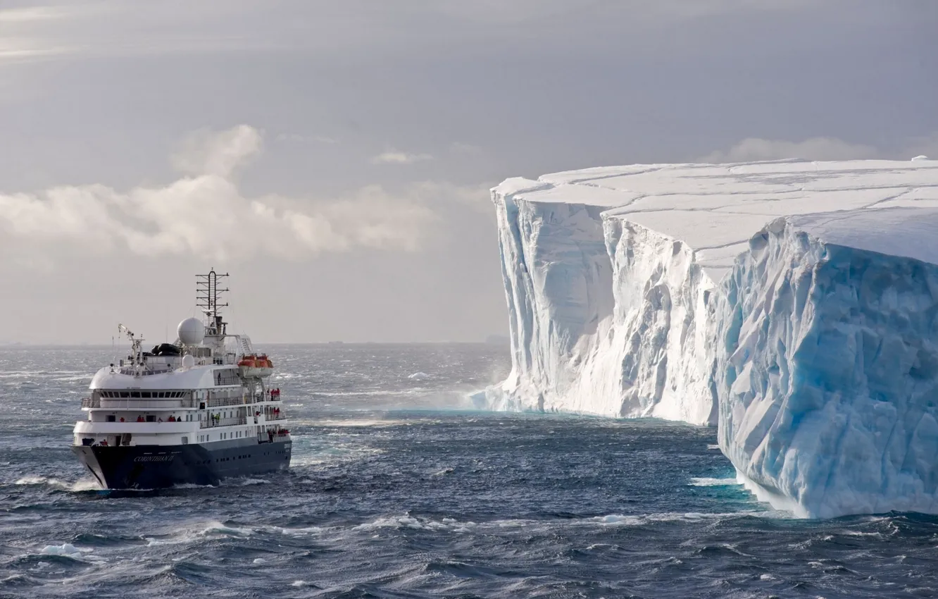 Фото обои лёд, айсберг, лайнер, Антарктида, Antarctica, Corinthian, Weddell Sea, Южный океан