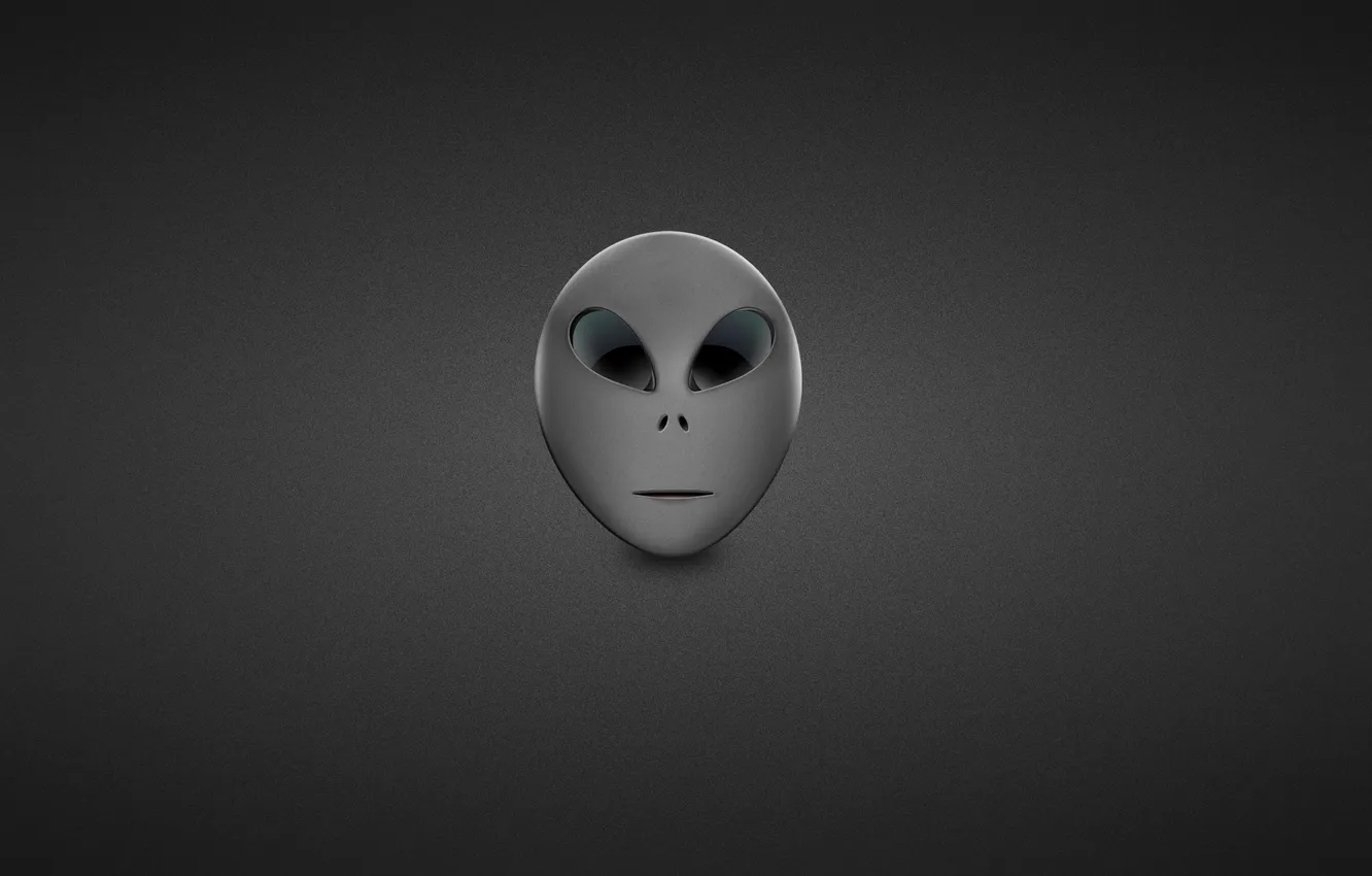 Фото обои серый, черно-белый, минимализм, голова, инопланетянин, пришелец