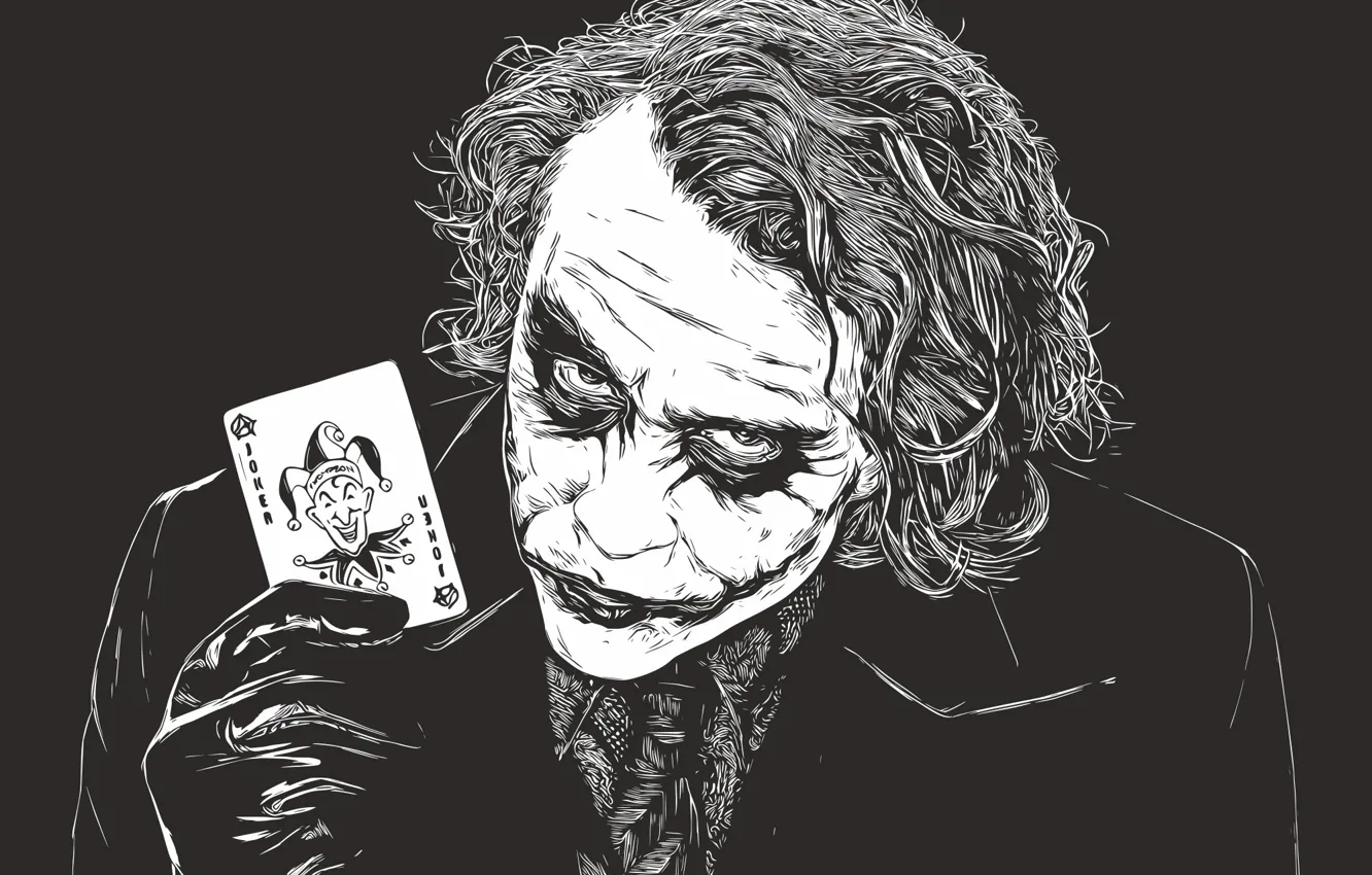 Фото обои карта, арт, Джокер, злодей, ч\б, Joker, DC Comics, враг Бэтмена