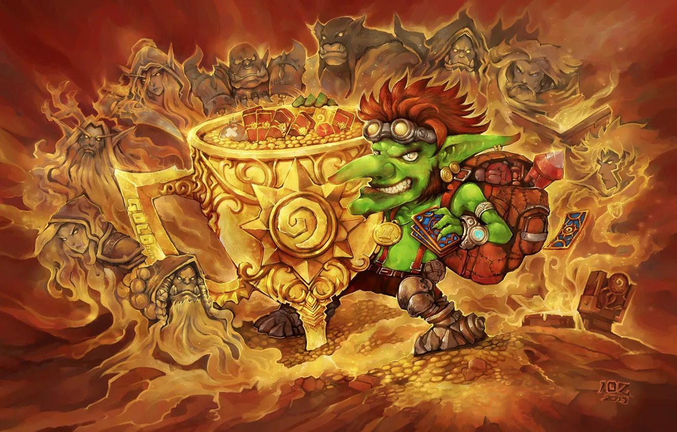 Фото обои золото, Warcraft, Blizzard, гоблин, hearthstone, Hearthstone: Heroes of Warcraft
