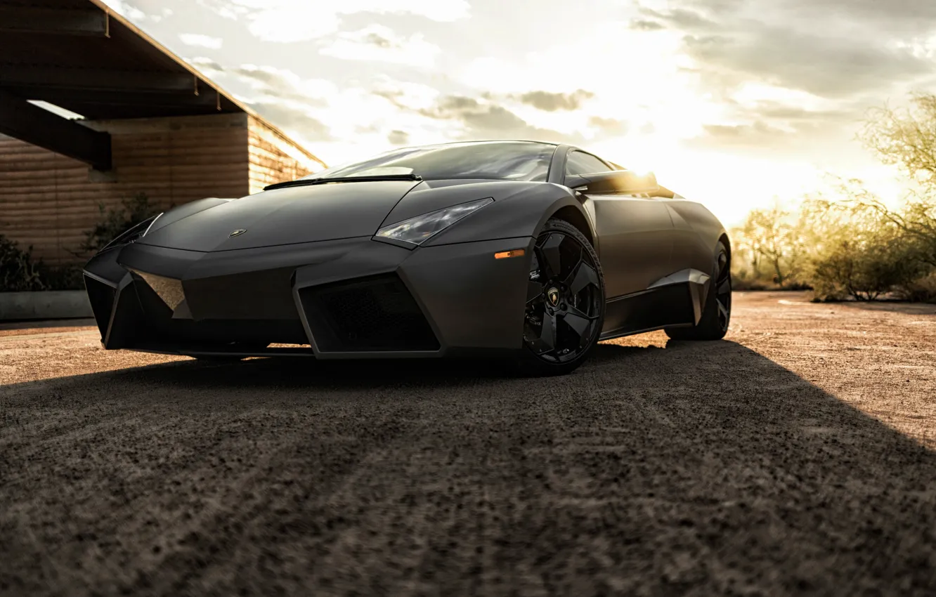 Фото обои черный, Lamborghini, Reventon, суперкар, Black, ламборгини, ревентон