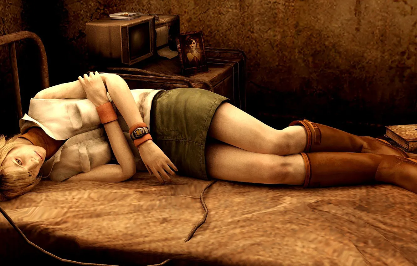 Фото обои кровать, сон, ужасы, Хизер, Silent Hill 3