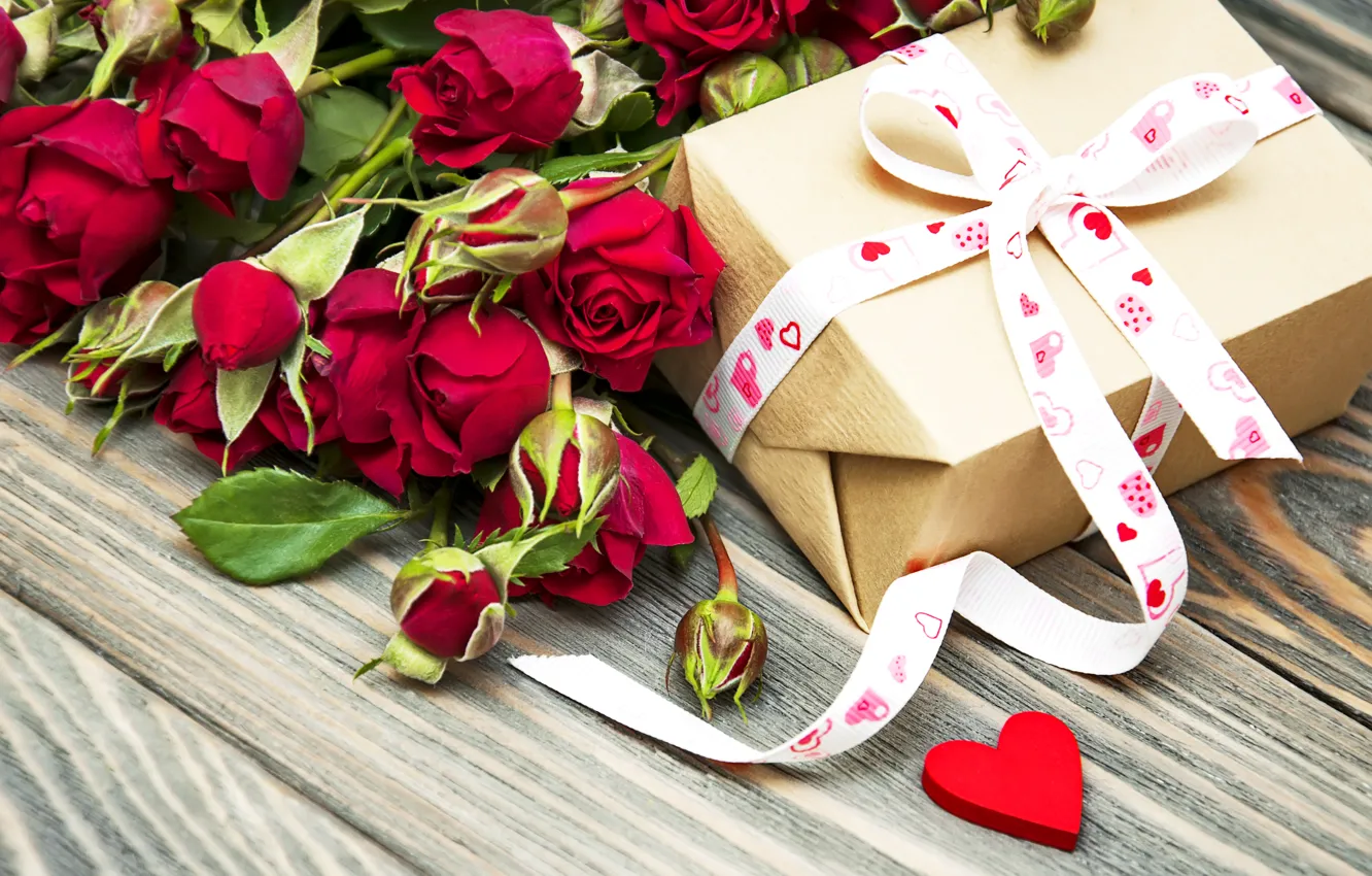 Фото обои любовь, цветы, подарок, романтика, розы, бантик, romantic, Valentine's Day