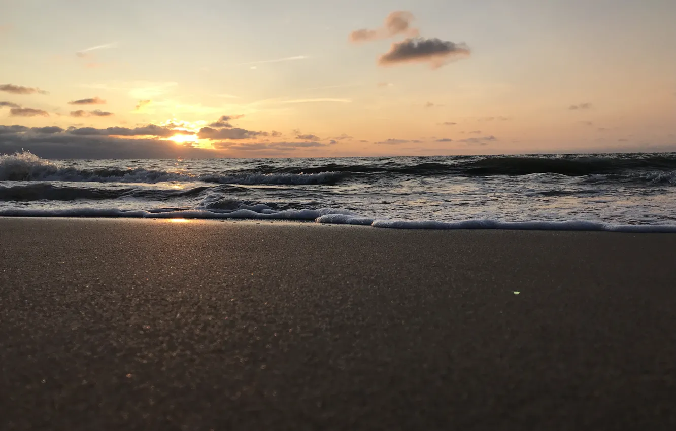 Фото обои песок, море, пляж, закат, балтика