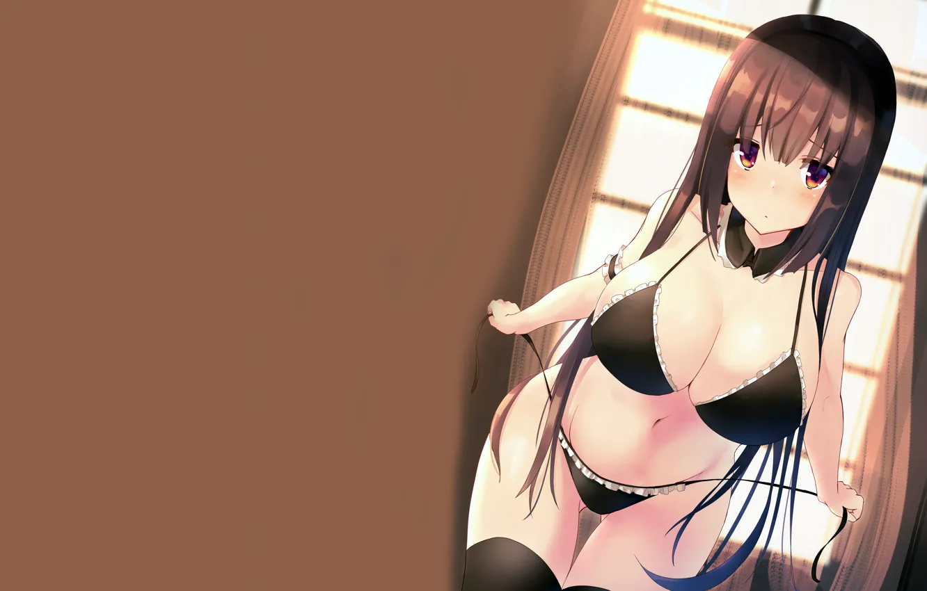 Фото обои girl, sexy, lingerie, pantsu, bra, cleavage, panties, thighhighs
