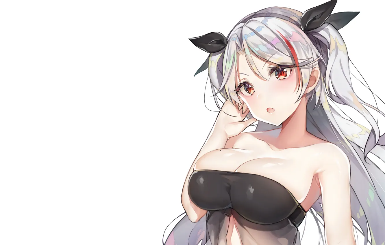 Фото обои girl, sexy, cleavage, blouse, long hair, boobs, anime, beautiful