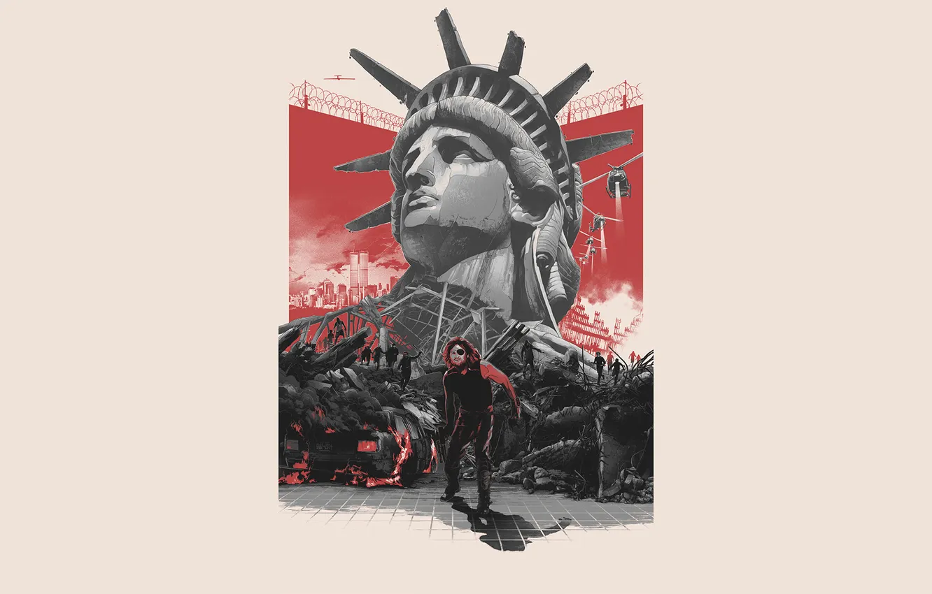 Фото обои фон, фантастика, боевик, Kurt Russell, Курт Рассел, Escape from New York, Побег из Нью-Йорка