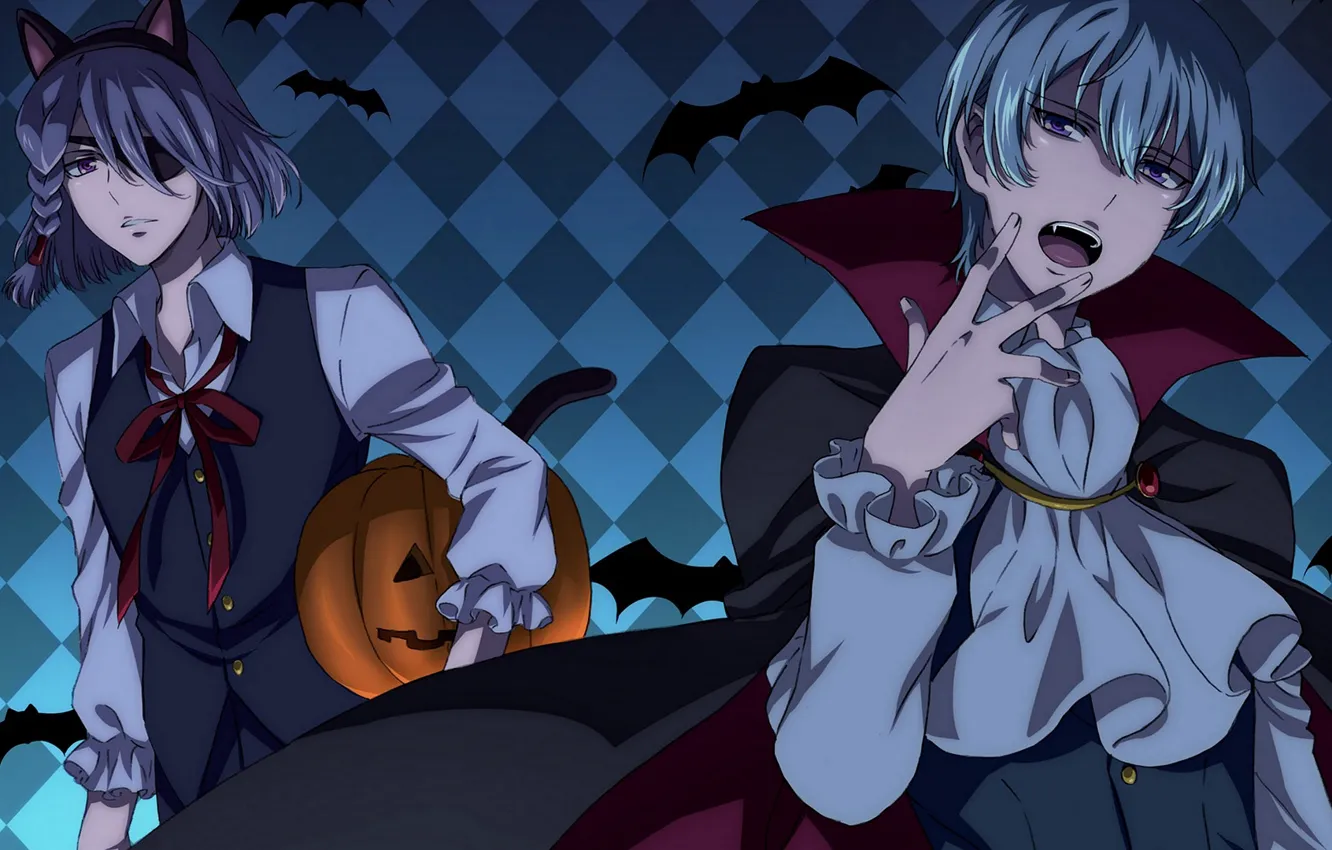 Фото обои тыква, вампир, парни, двое, хеллоуин, Kakumeiki Valvrave, Вальврэйв Освободитель