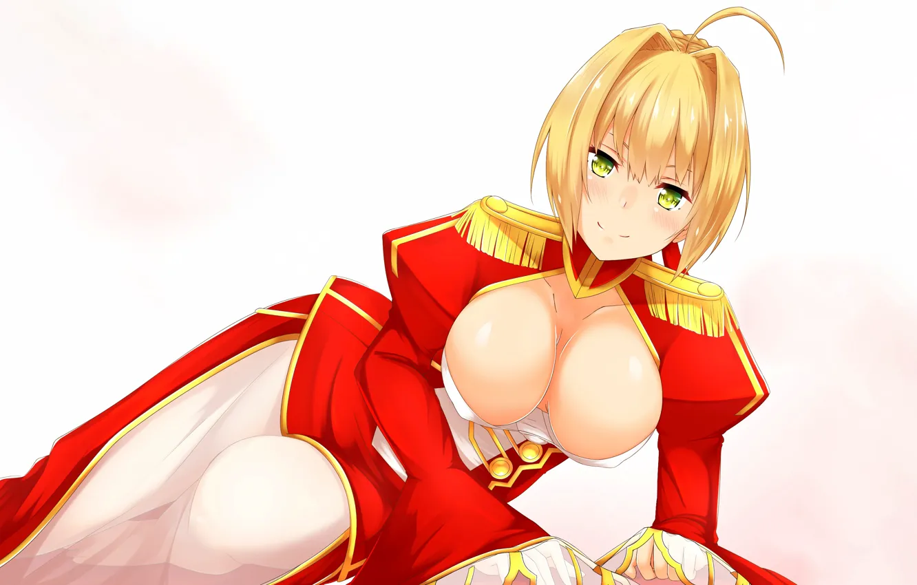 Фото обои girl, sexy, cleavage, dress, boobs, anime, beautiful, short hair