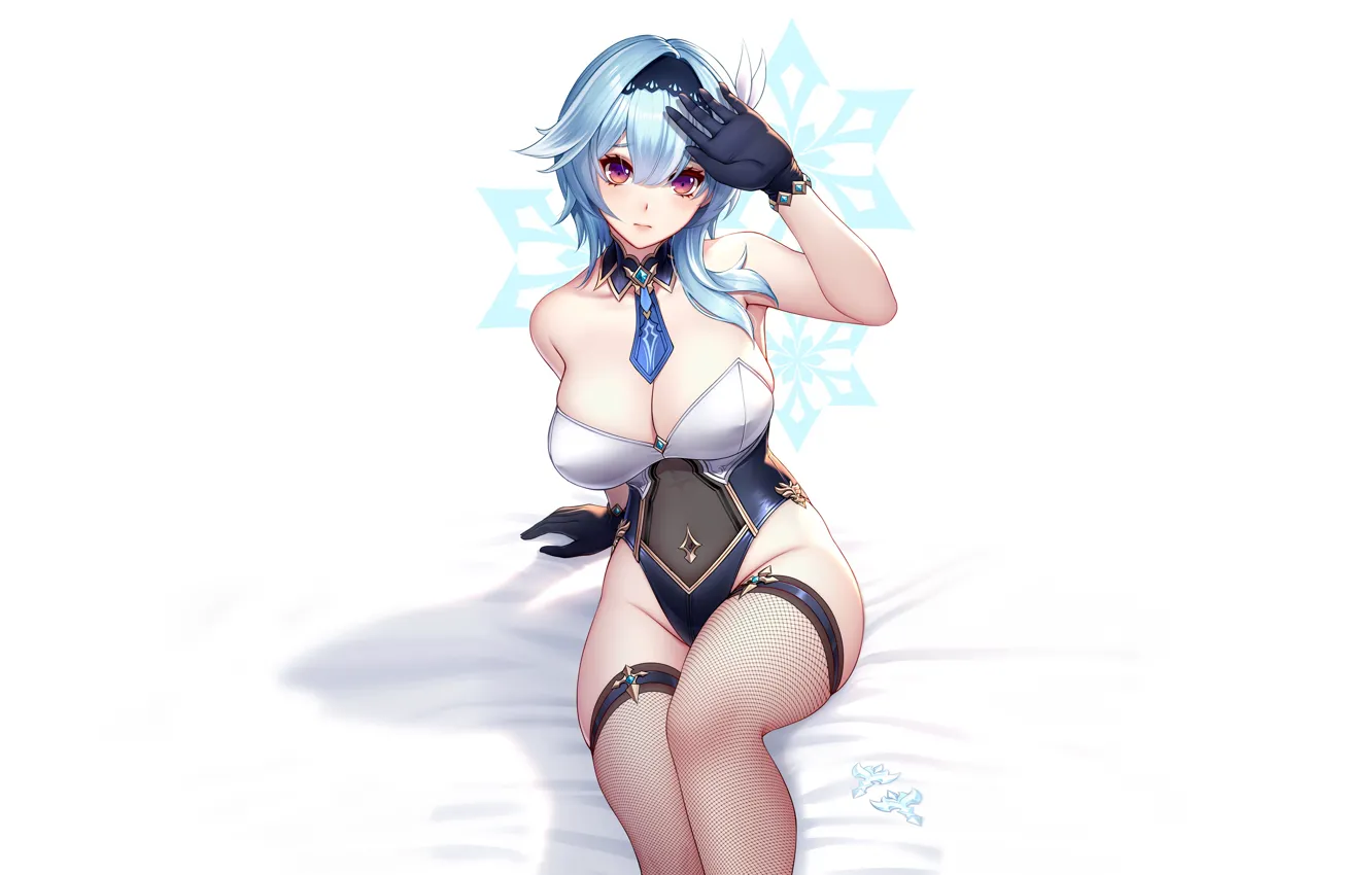 Фото обои girl, sexy, cleavage, thighhighs, boobs, anime, beautiful, short hair