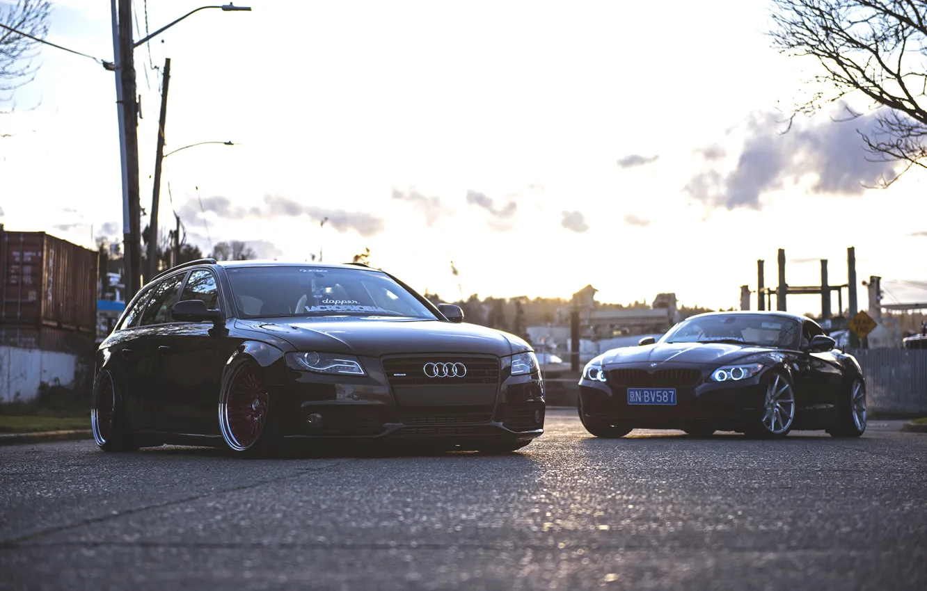 Фото обои Audi, Ауди, BMW, Тюнинг, БМВ, Stance, E89