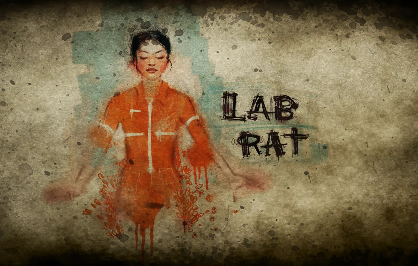 Фото обои комикс, Portal 2, Портал 2, Челл, Chell, лабораторная крыса, lab Rat