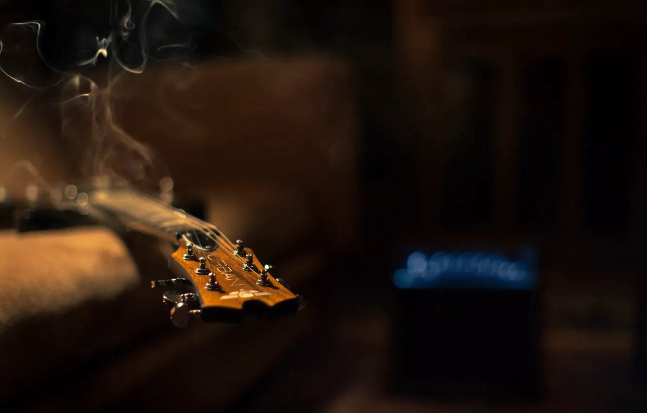 Фото обои музыка, дым, гитара