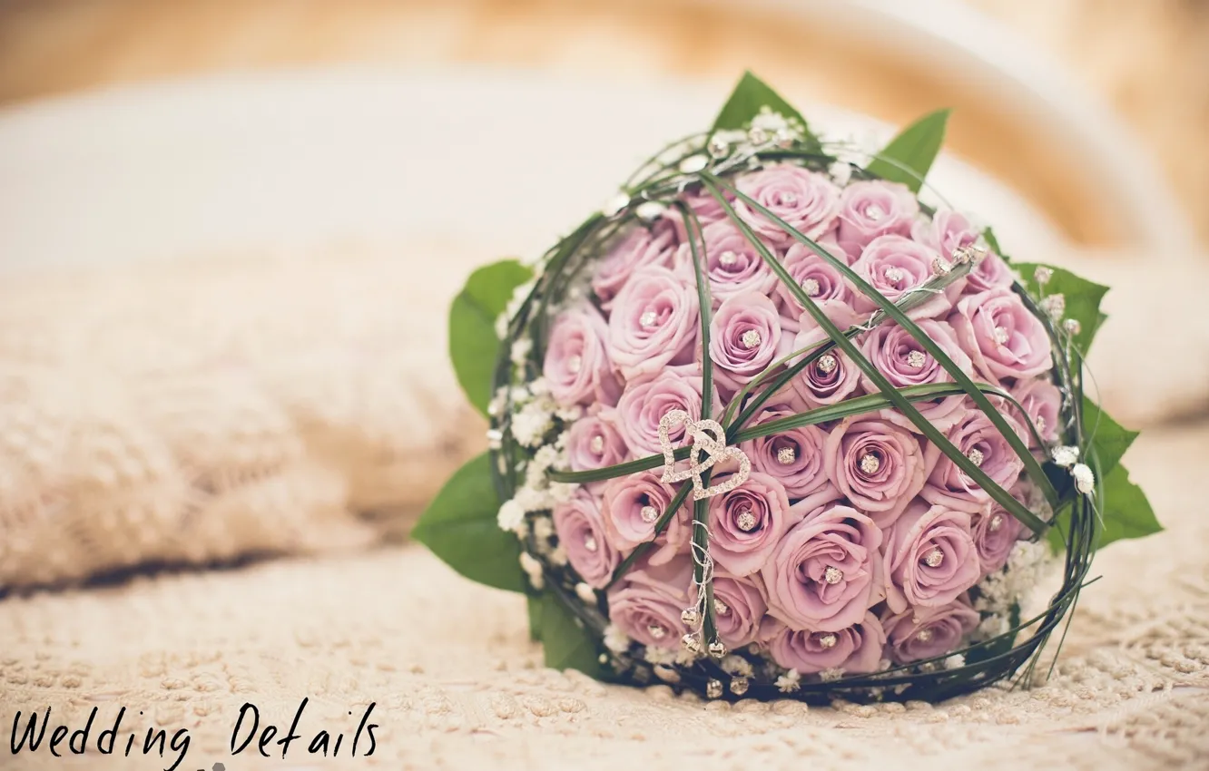 Фото обои украшения, розы, сердечки, бутоны, свадебный букет