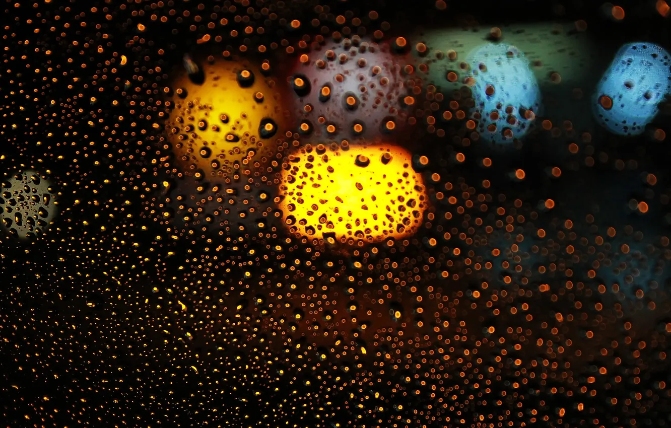 Фото обои огни, дождь, rain
