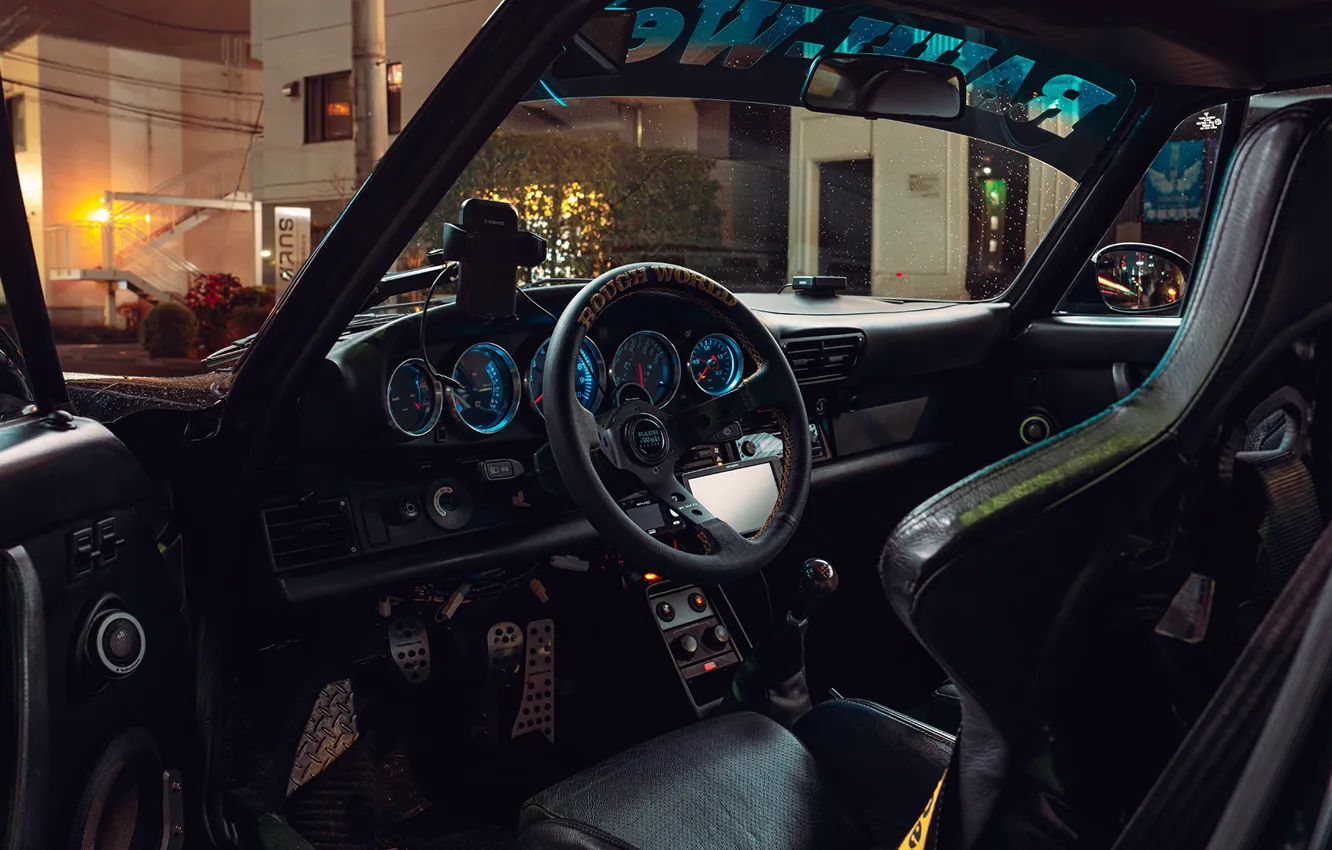 Фото обои интерьер, Porsche, Япония, руль, Japan, порше, салон, Porsche 911