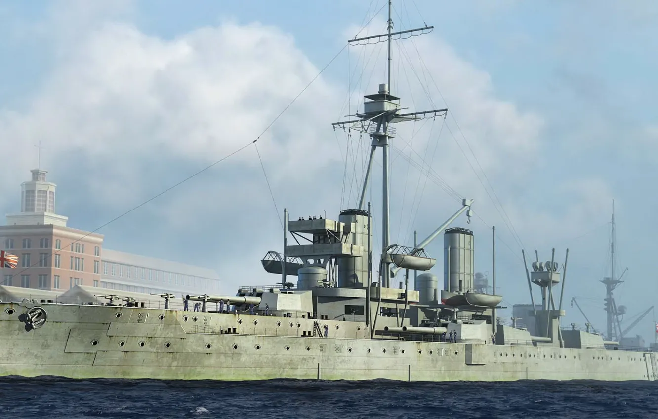 Фото обои корабль, арт, флот, Dreadnought, военный, линкор, британский, battleship
