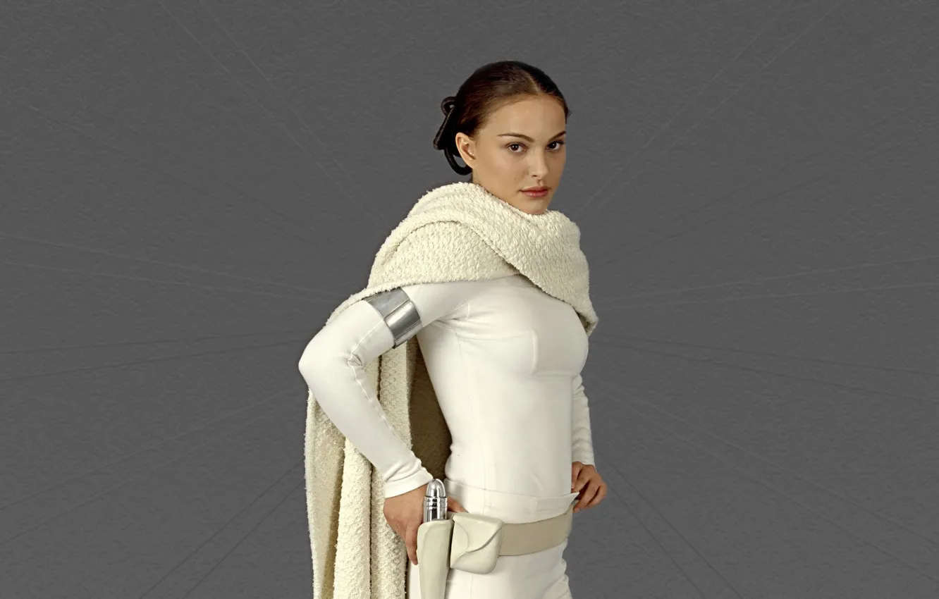 Фото обои оружие, Star Wars, Natalie Portman, Натали Портман, белый костюм, Padme, Queen Amidala