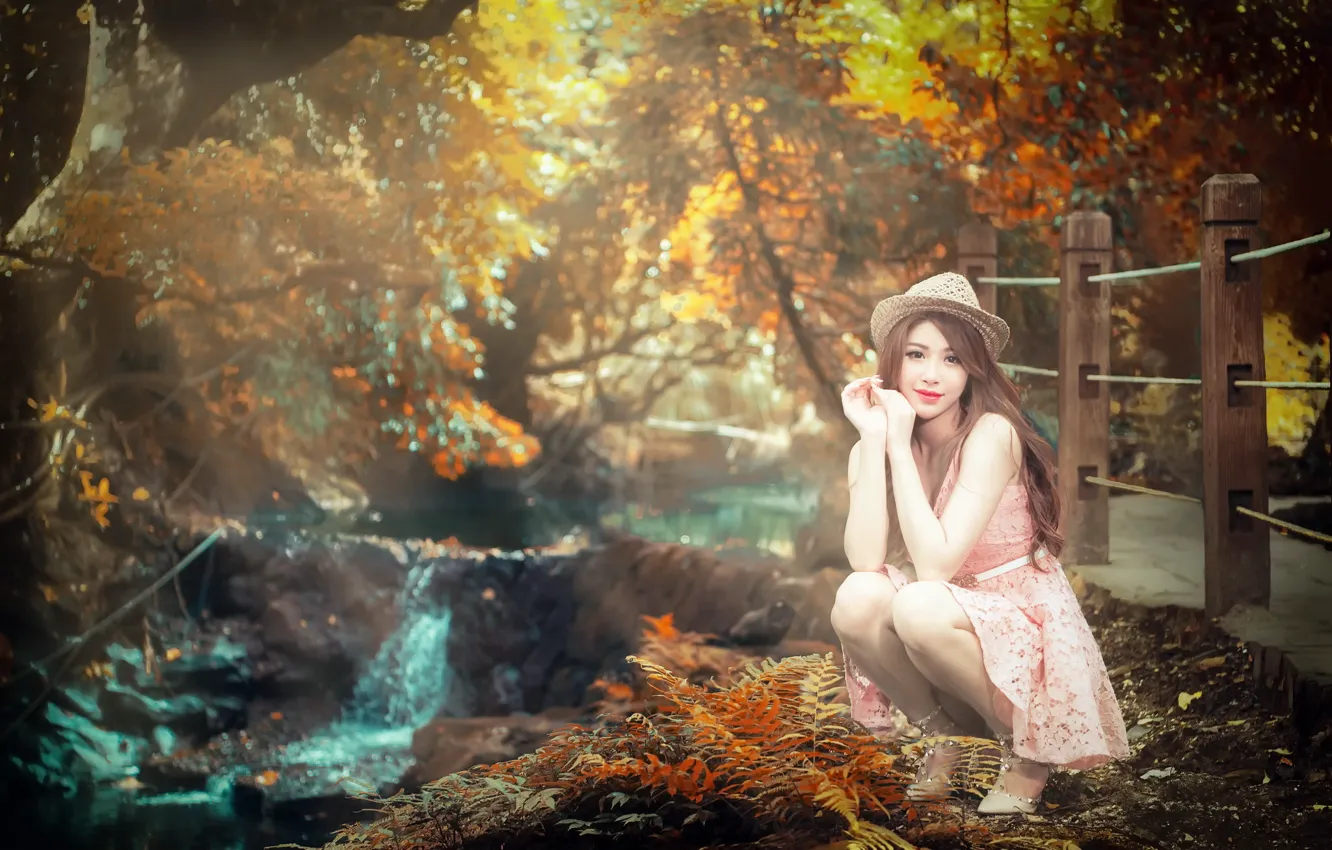 Фото обои взгляд, девушка, природа