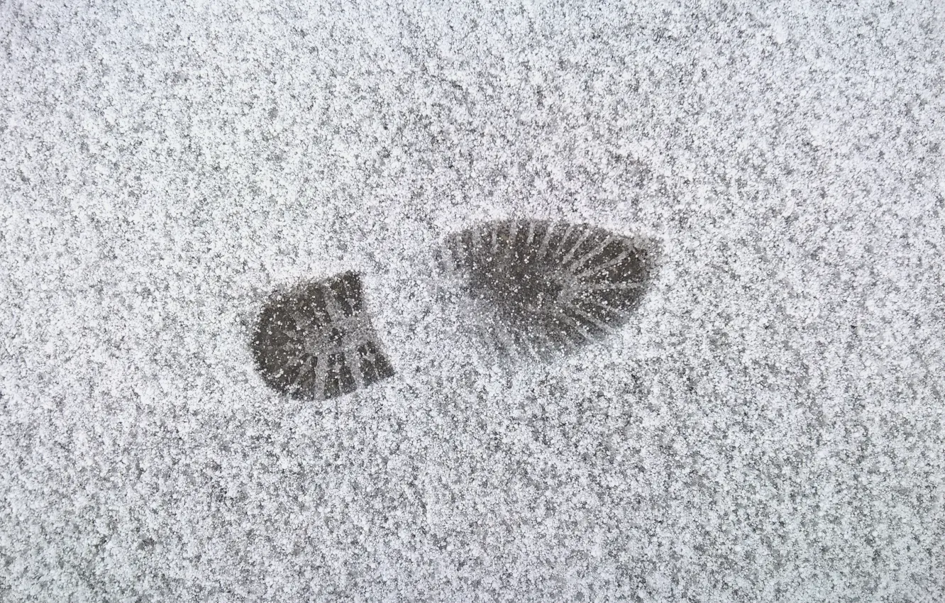 Фото обои wallpaper, winter, background, pattern, snow, foot, sole, footprint