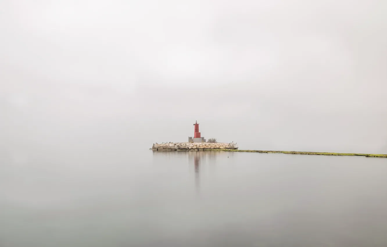Фото обои море, туман, маяк