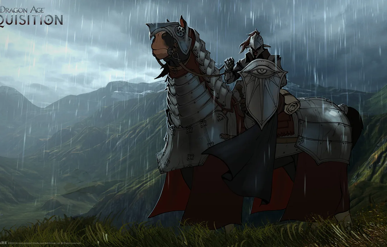 Фото обои конь, воин, броня, Dragon Age: Inquisition
