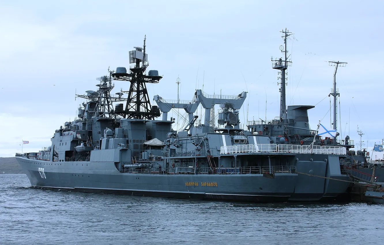 Фото обои корабль, большой, вмф, противолодочный, проект 1155, адмирал харламов
