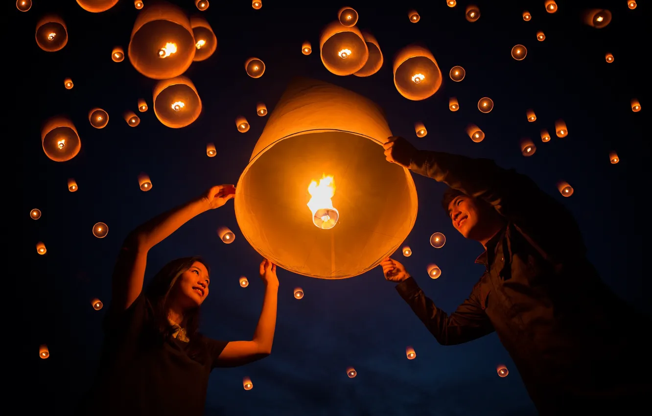 Фото обои праздник, floating lamp, Yeepeng festival