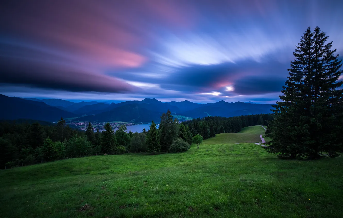 Фото обои закат, горы, озеро, Германия, Бавария, Альпы, Germany, Bavaria