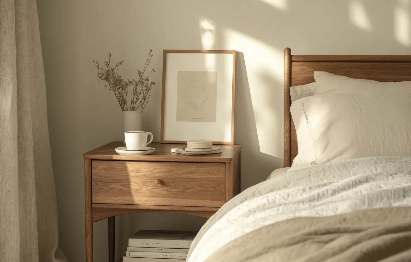 Фото обои свет, уют, комната, мебель, кровать, дома, интерьер, тень