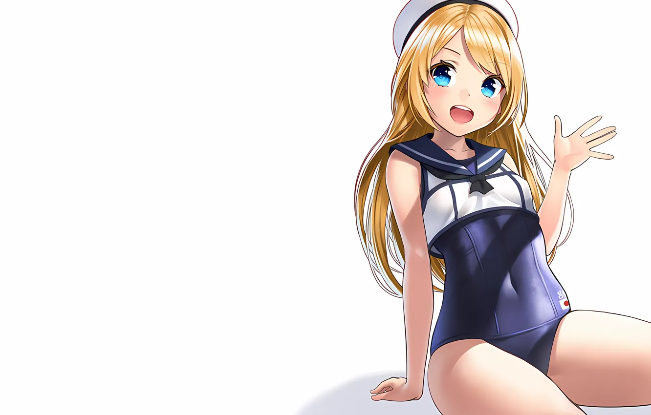 Фото обои girl, sexy, long hair, anime, blue eyes, beautiful, pretty, swimsuit